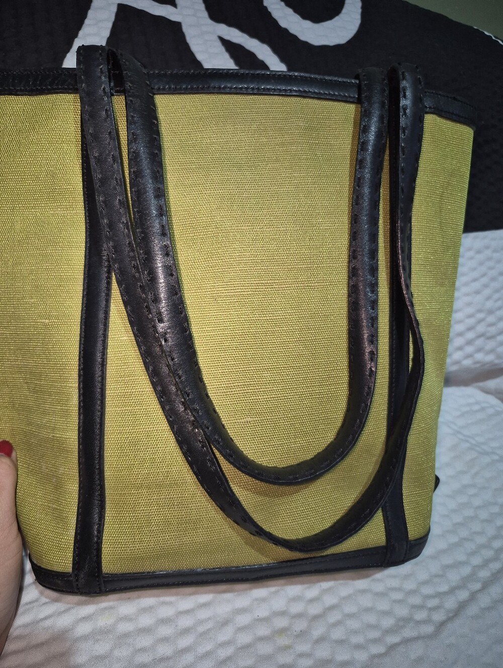 Maxx New York Yellow Canvas Tote with Black Trim - Picture 4 of 9